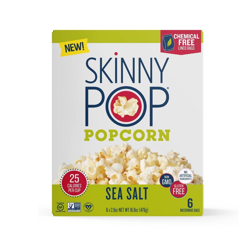 SkinnyPop Microwave Sea Salt Popcorn - 16.8oz