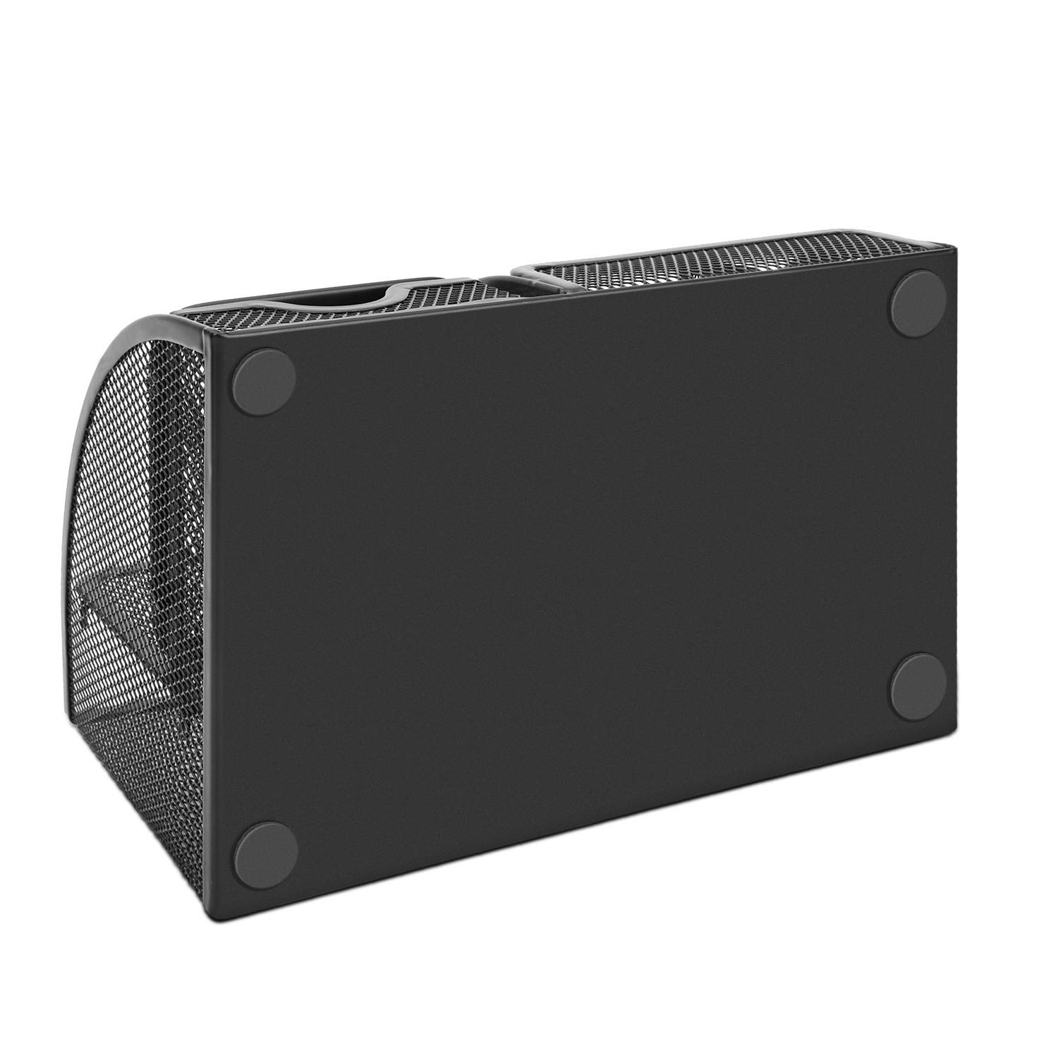 Desk Organizer Office Supplies Accessories Desktop Tabletop Sorter Shelf Pencil Holder Caddy Set - Metal Mesh with Drawer and 6 Compartments (Black)