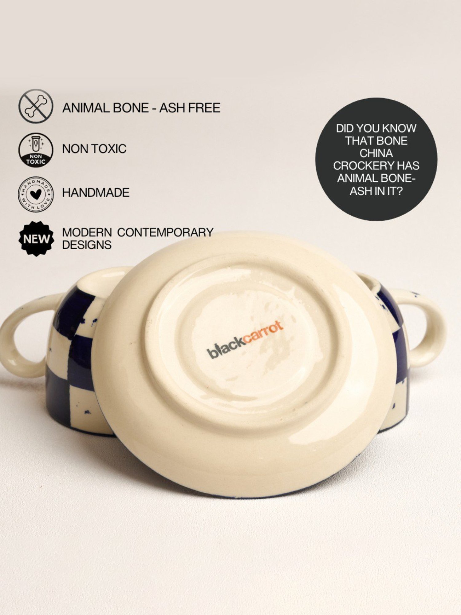 BlackCarrot Blue & White Cup & Saucer Set of 2