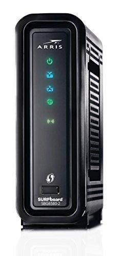 ARRIS SURFboard SBG6580-2 8x4 DOCSIS 3.0 Cable Modem/Wi-Fi N600 (N300 2.4Ghz + N300 5GHz) Dual Band Router - Retail Packaging Black (570763-034-00)