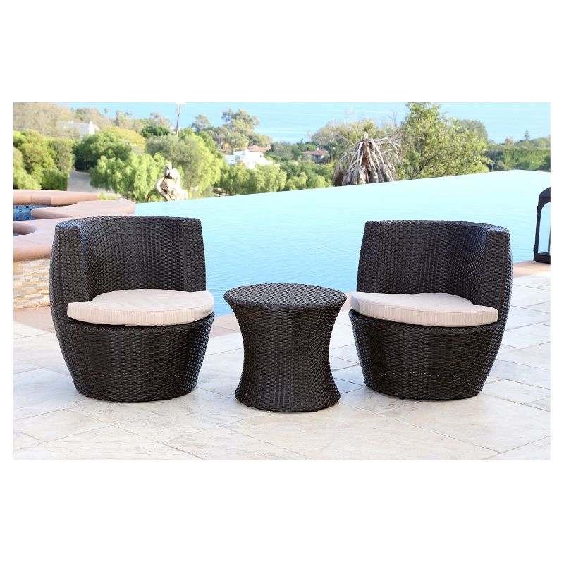 3pc Newport Outdoor Wicker Bistro Chair Set Espresso - Abbyson Living
