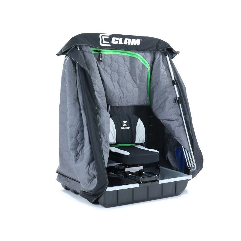 Clam 10941 Legend XL Thermal Ice Team Edition Fishing Shelter with Deluxe Swivel Seat, Blue/Gray