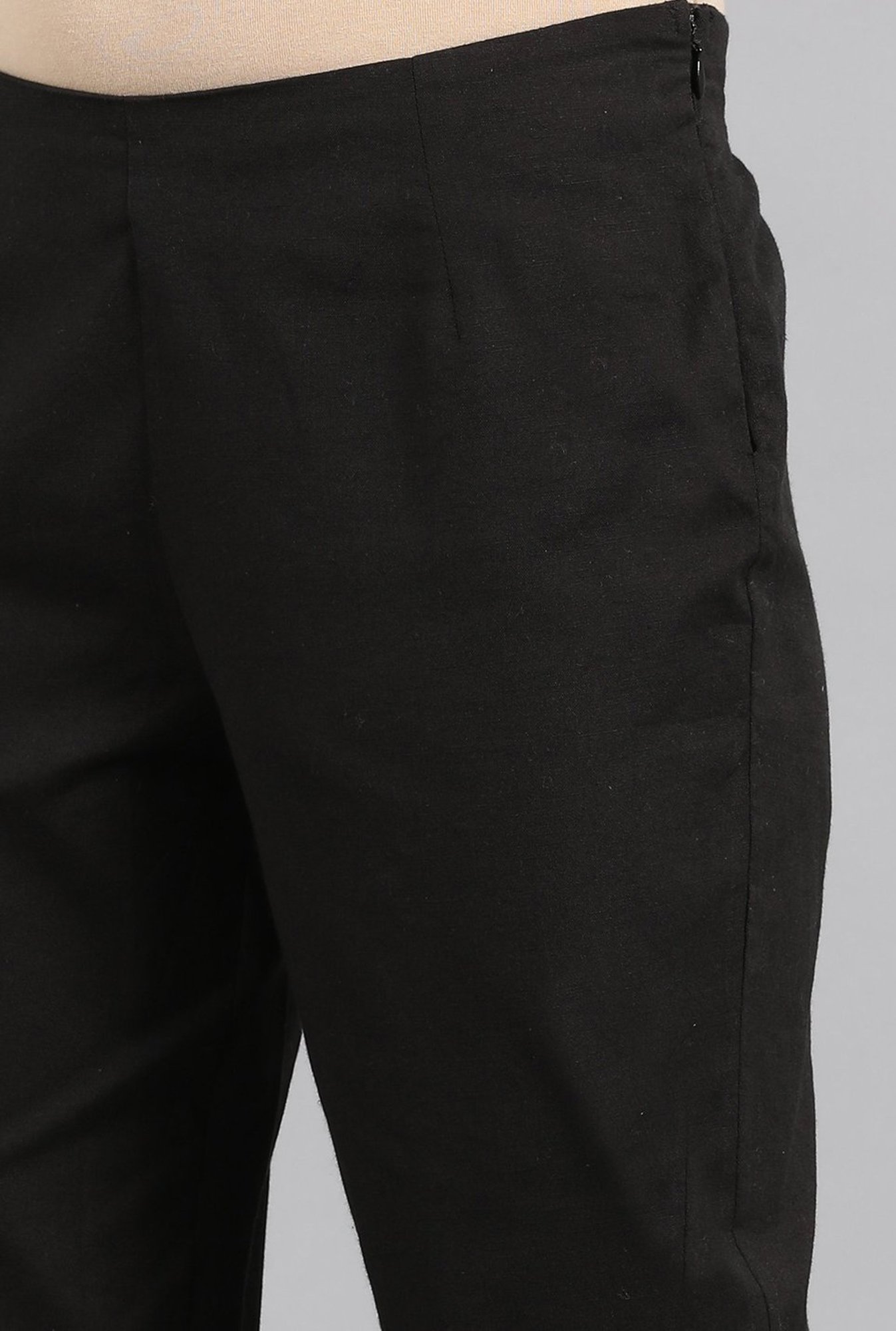 W Black Cotton Elasticated Trousers