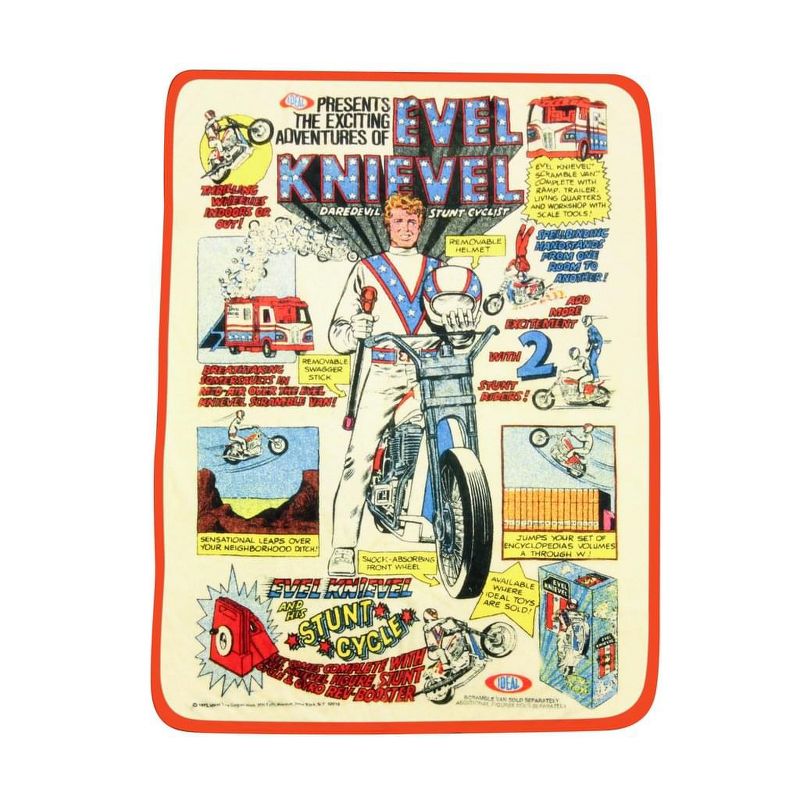 Crowded Coop, LLC Evel Knievel Plush Lightweight Fleece Throw Blanket | 45 x 60 Inches