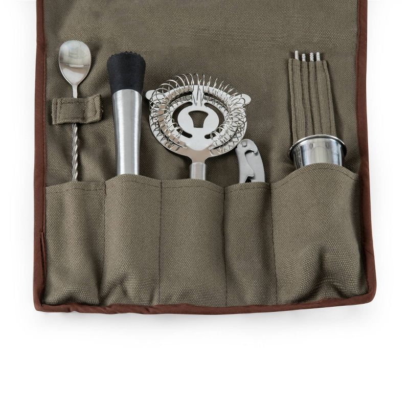 Picnic Time Bartender Travel Tool Set Green