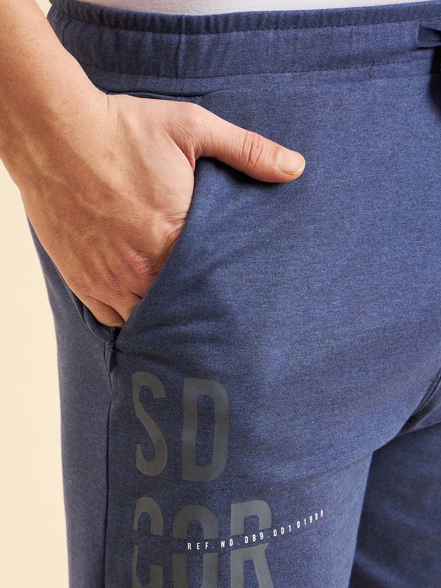 Sweet Dreams Navy Melange Regular Fit Printed Lounge Shorts