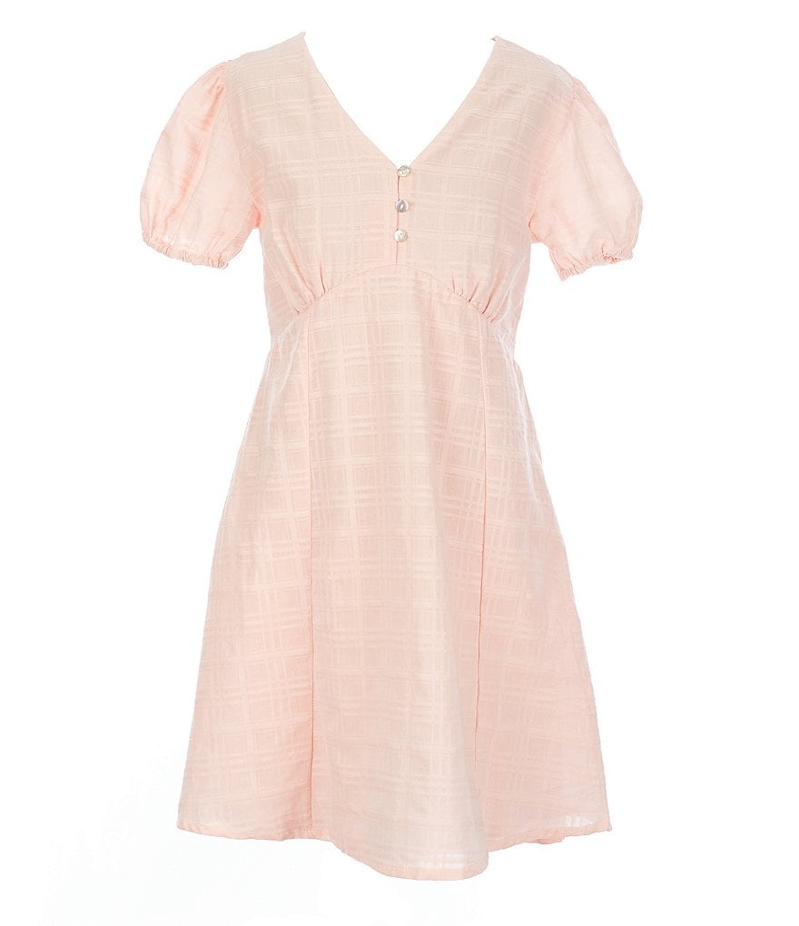 Chelsea & Violet Chelsea & Violet Girls Big Girls 7-16 Puff Sleeve Button-Front Shift Dress