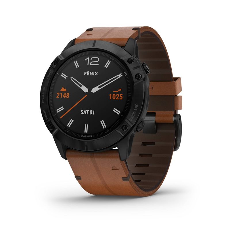 Garmin fenix 6X Sapphire Black - Brown Leather Band