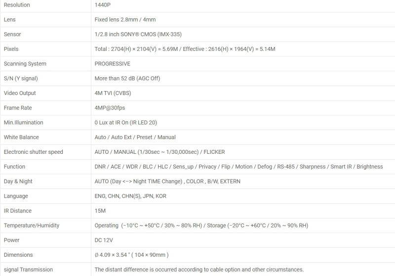 Eyemax TIU-P4122-B28 4MP HD TVI, In/Outdoor IR Turret Camera, 2.8mm Grey ( Made In Korea ) 12V DC