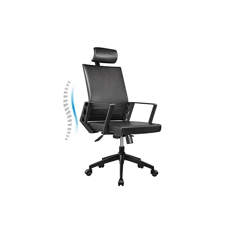 Chair High Back Leather Executive Computer Desk Chair, Adjustable Tilt Angle Headrest Lumbar Support Ergonomic Swivel Chair