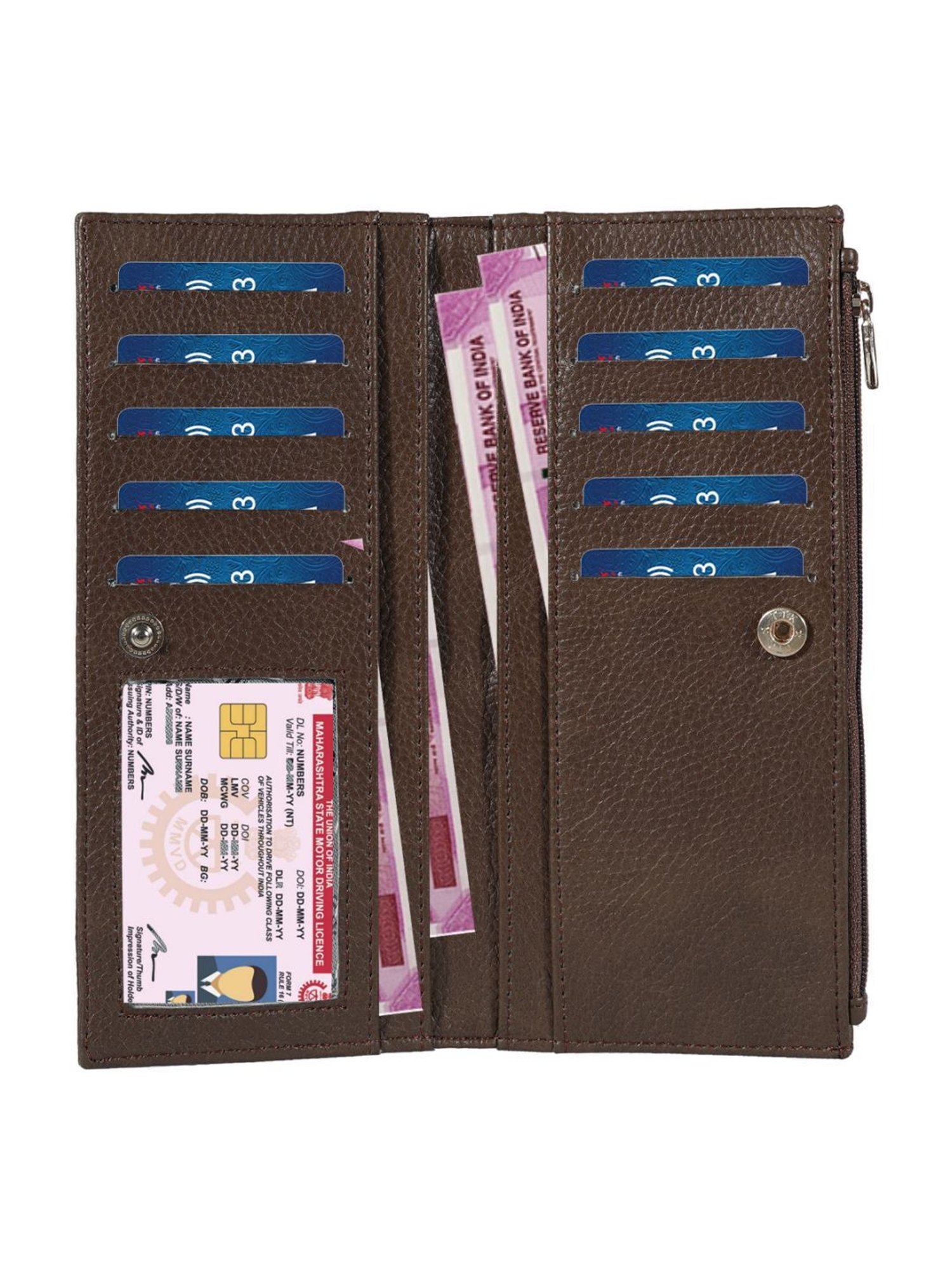 Bellissa Brown Solid Premium Bi-Fold Wallet for Women