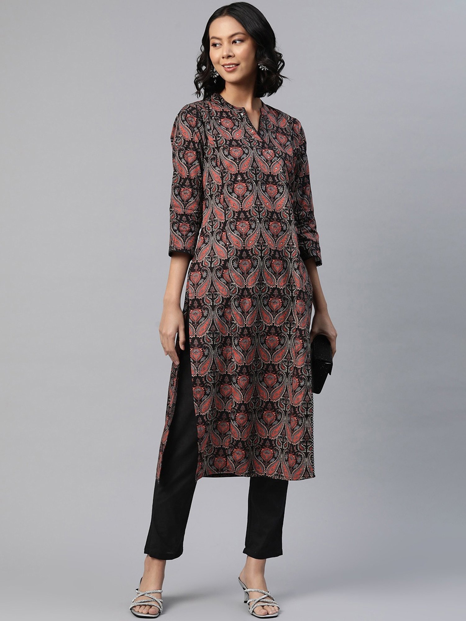 READIPRINT FASHIONS Black Cotton Printed Kurta Pant Set