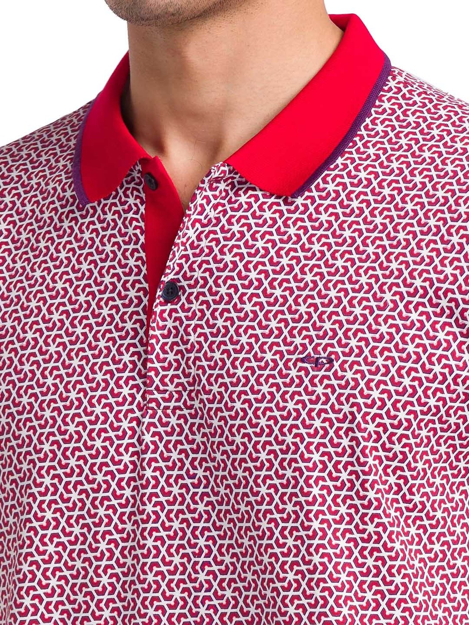 ColorPlus Red Tailored Fit Polo Printed T-Shirt