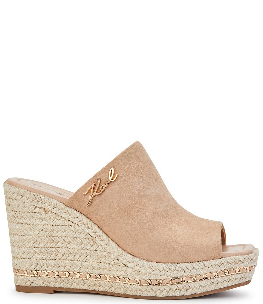 KARL LAGERFELD PARIS Corissa Suede Platform Wedge Espadrilles