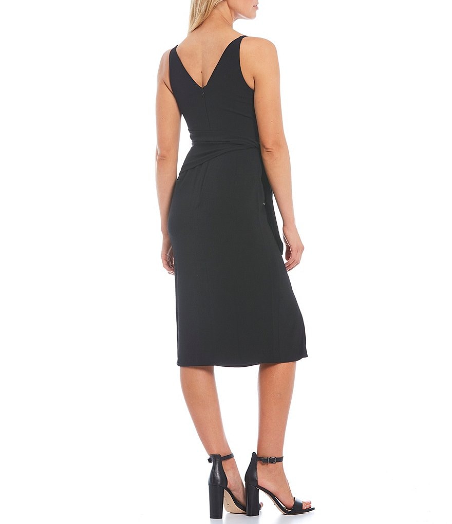 Dress the Population Kiara Sheath V-Neck Sleeveless Midi Dress