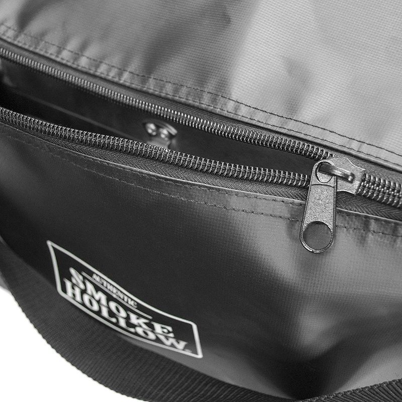 Smoke Hollow 205 Portable Stainless Steel Tabletop BBQ Grill Carry Storage Bag Accessory with 2 Side Pouches for Propane Cylinders, Black