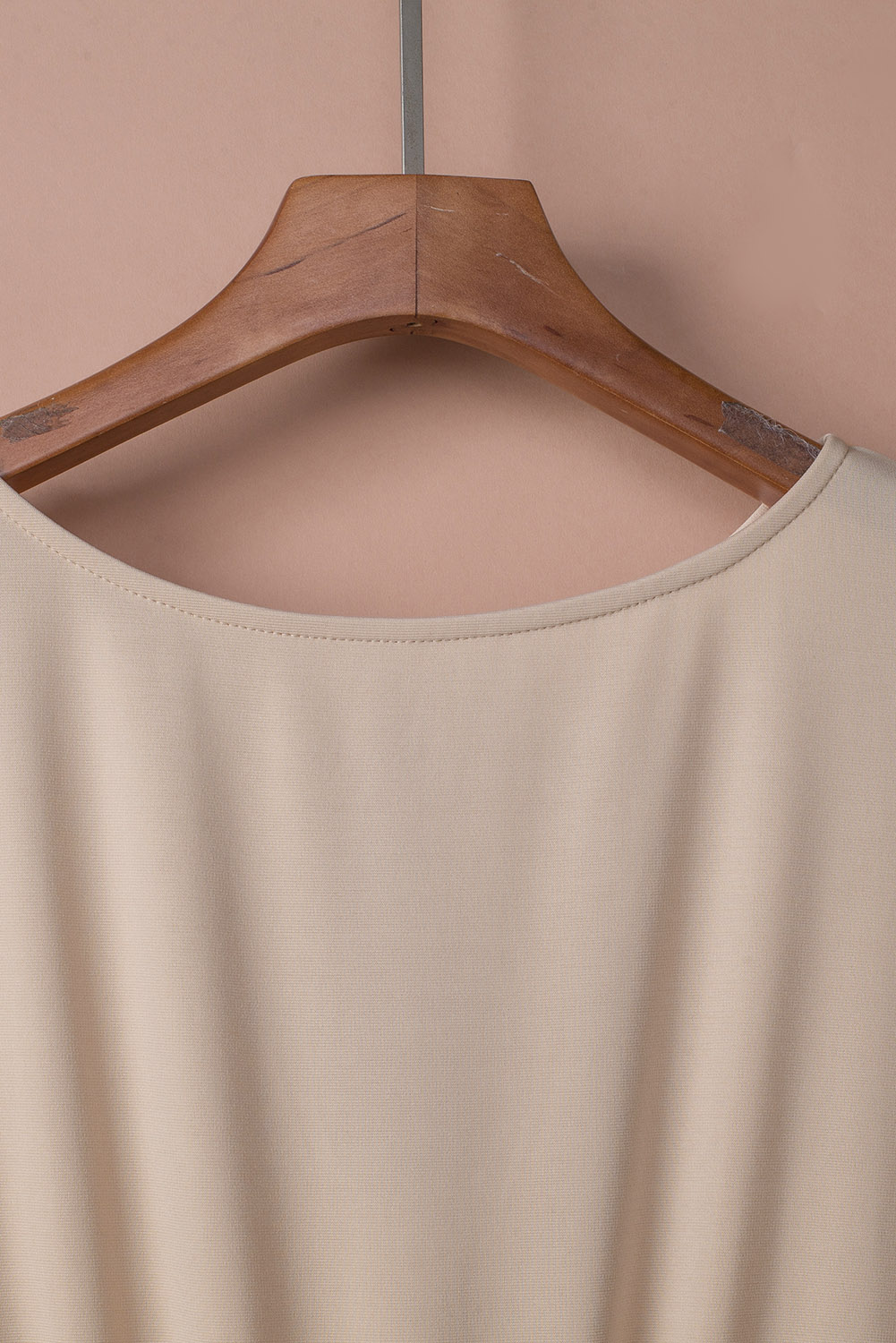 Rose Tan Solid Self Tied Straps Pleated Wide Leg Jumpsuit