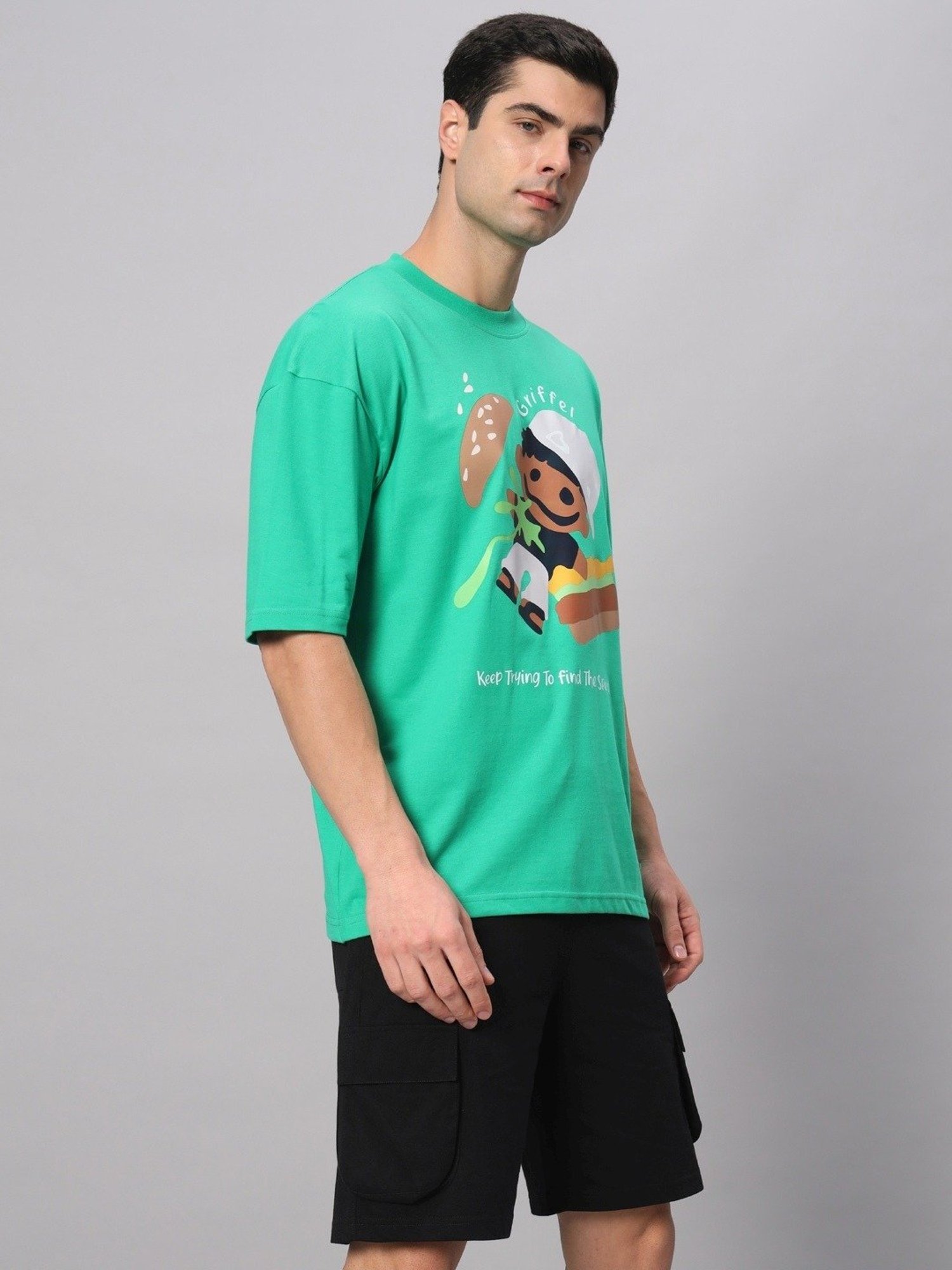 Griffel Green Cotton Loose Fit Printed Co-Ord Set