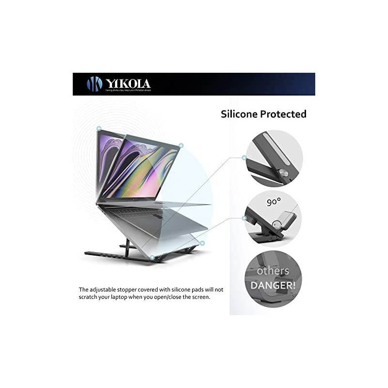 Portable Laptop Stand Holder with Carry Bag 6Adjustable Height Aluminum Notebook RiserFoldable Ergonomic Ventilated Desktop Elevator Computer Support Mount for 10173 LaptopampTabletBlack