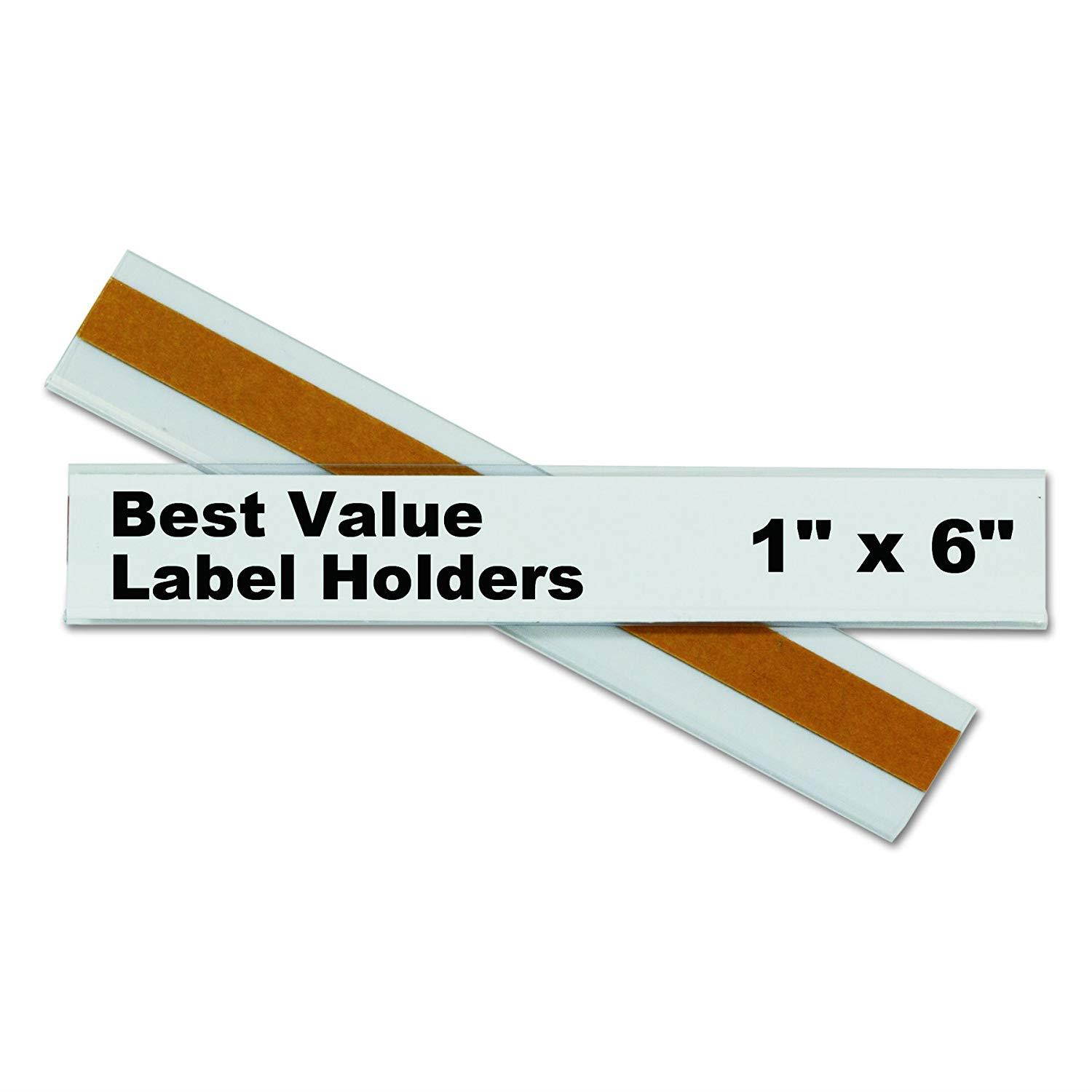 C-Line 87627 Self-Adhesive Label Holders, Top Load, 1 x 6, Clear (Pack of 50)
