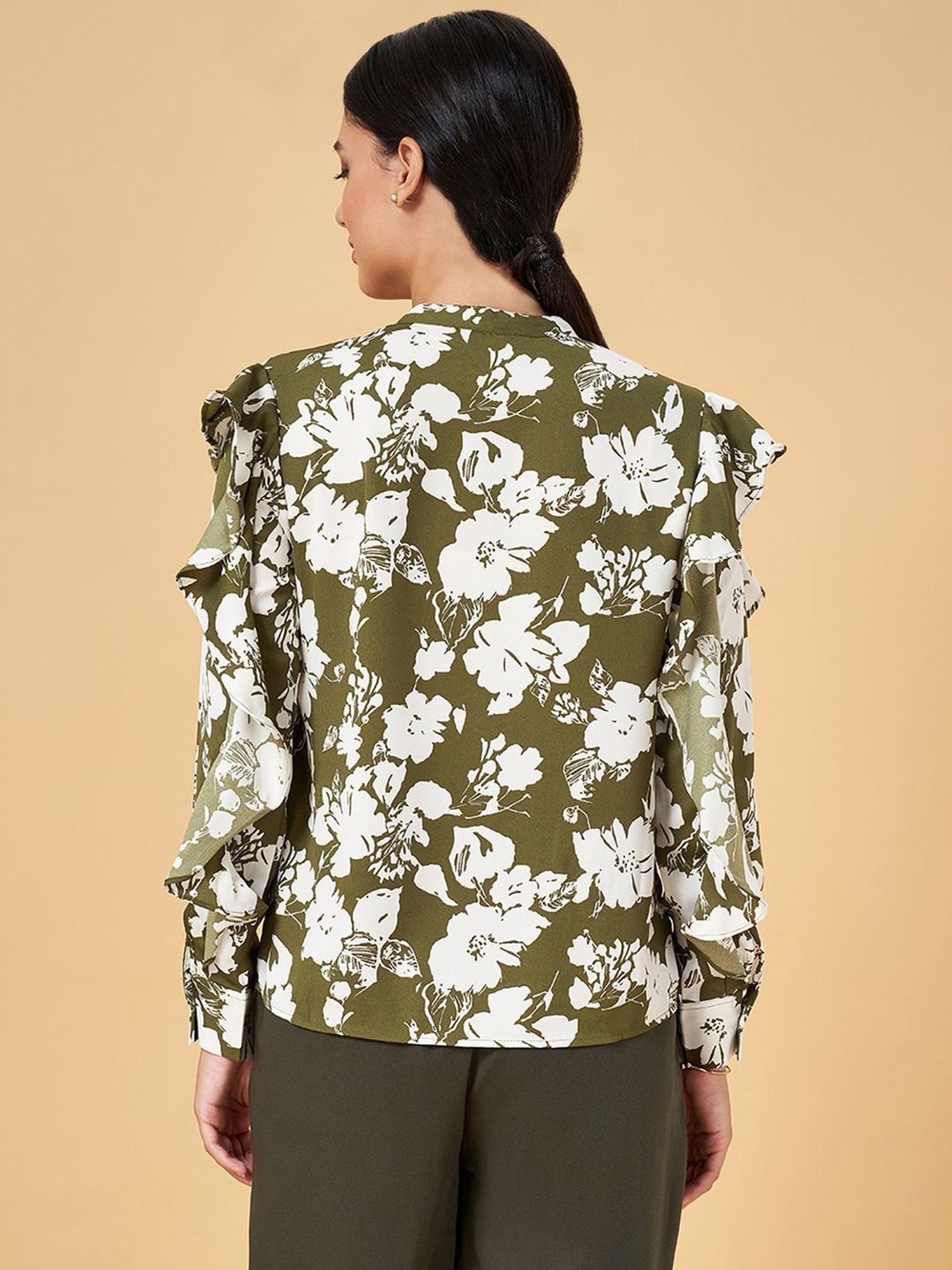 Annabelle by Pantaloons Olive Green Printed Top