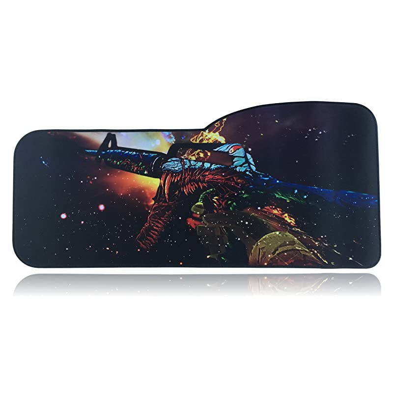 Extended Size Custom Professional Gaming Mouse Pad Anti Slip Rubber Base Stitched Edges Large Desk Mat 285 x 1275 x 012 Curve Assault Rifle