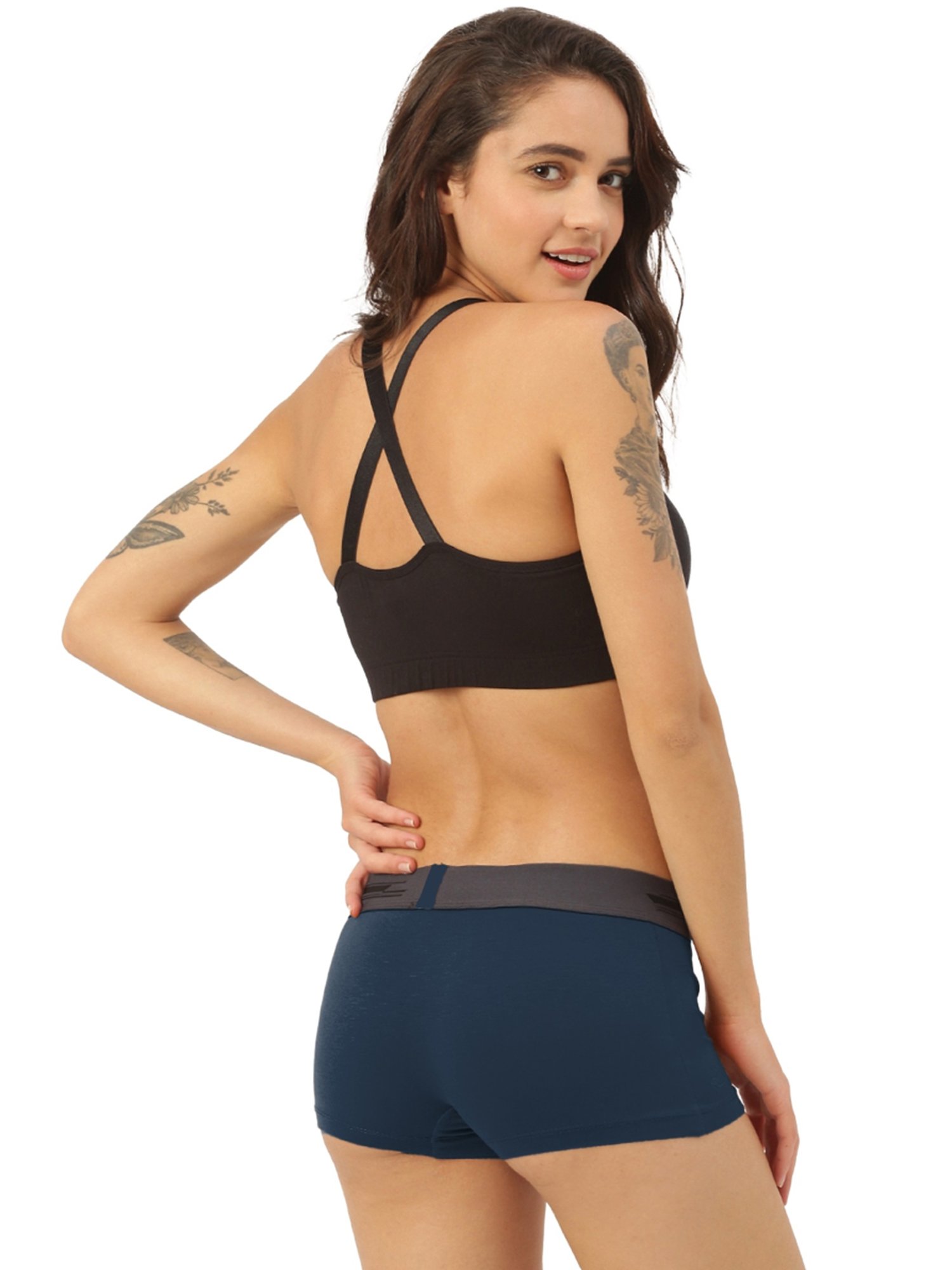 Freecultr Blue & Purple Plain Boy-Shorts Panties - Pack Of 2