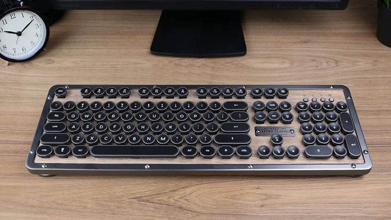 Azio Keyboard MK-RETRO-W-01B-US Bluetooth Retro Classic Mechanical Keyboard Elwood Retail