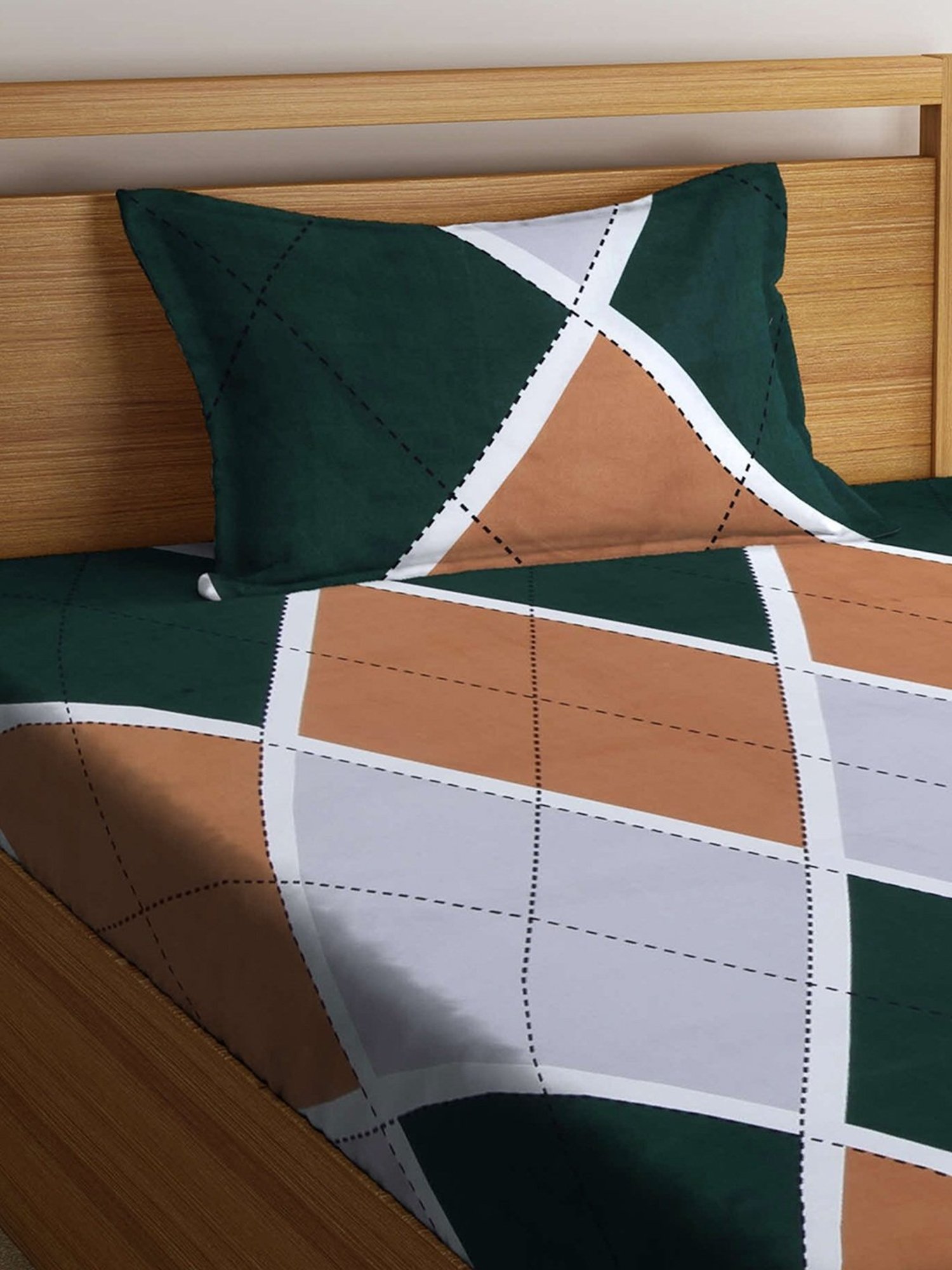 Klotthe Abstract Multicolor 210 TC Cotton Blend Single Bedsheet with 1 Pillow Cover