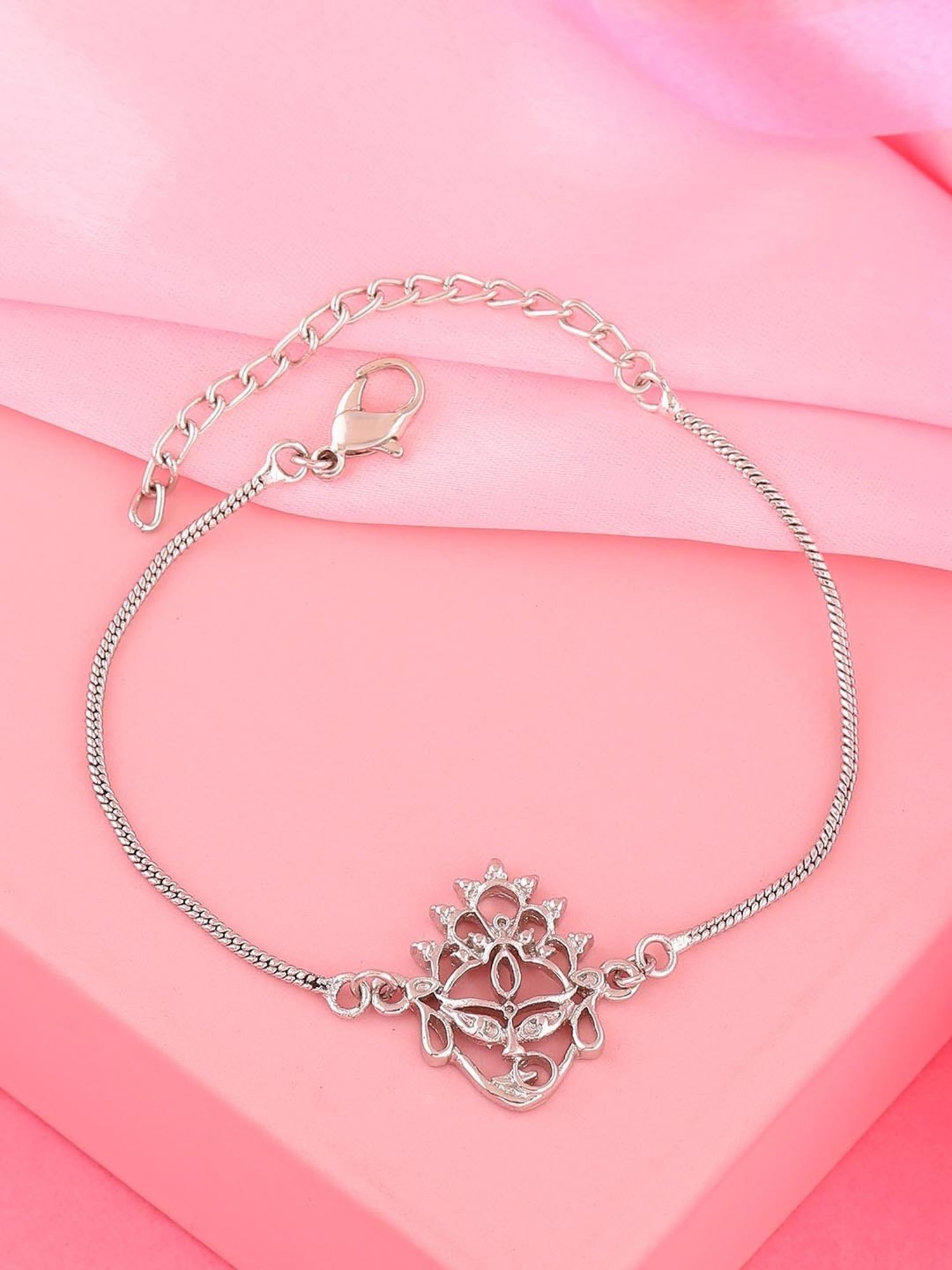 Estele Rhodium-Plated Blessings Of Durga Bracelet for Women