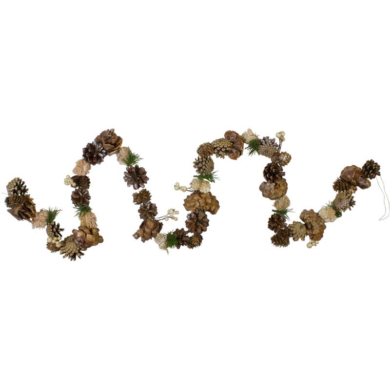 Northlight 5.5' x 3" Autumn Foliage Pine Cone Artificial Glittered Thanksgiving Garland - Unlit