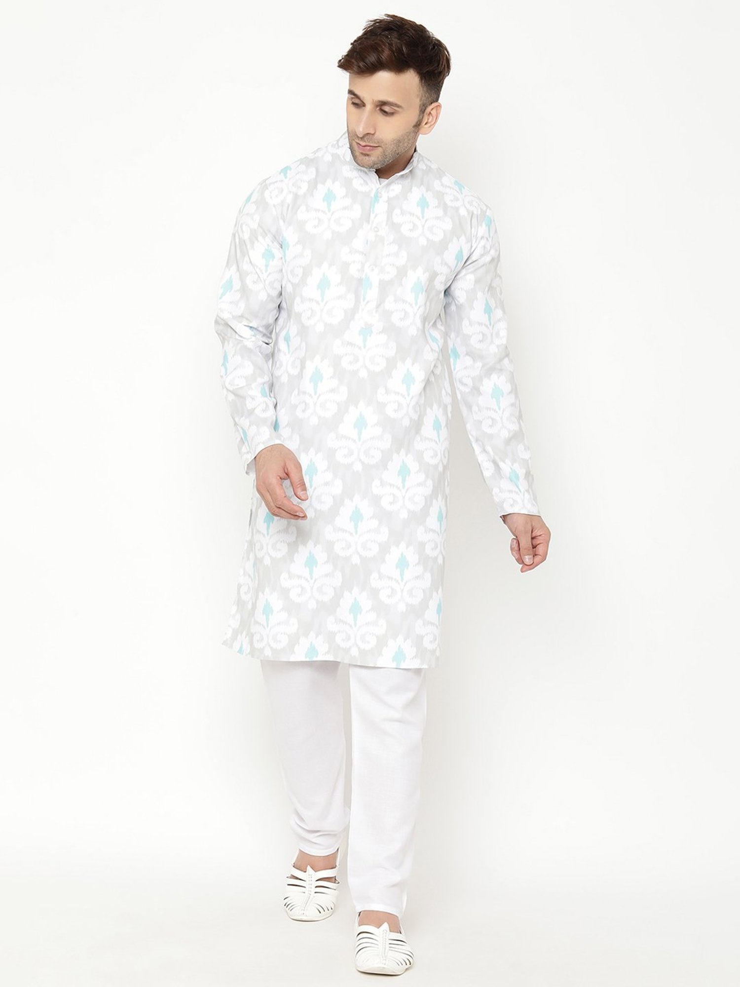 Hangup Plus White Regular Fit Kurta & Pyjamas Set