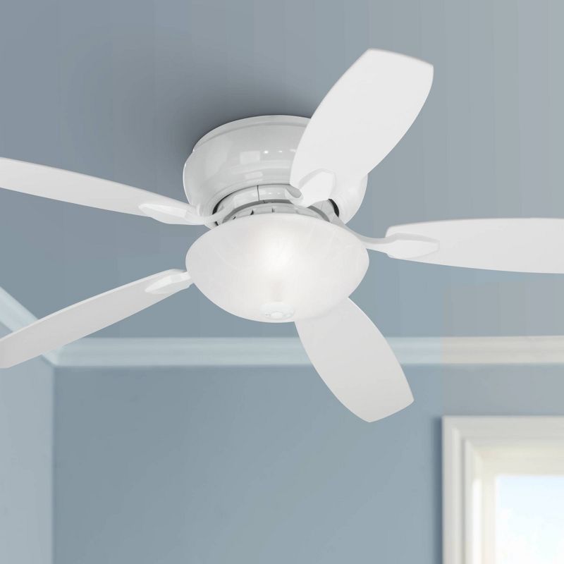 60" Casa Vieja Modern Hugger Ceiling Fan with Light LED White Reversible Blades Frosted Glass Living Room Kitchen Bedroom Family