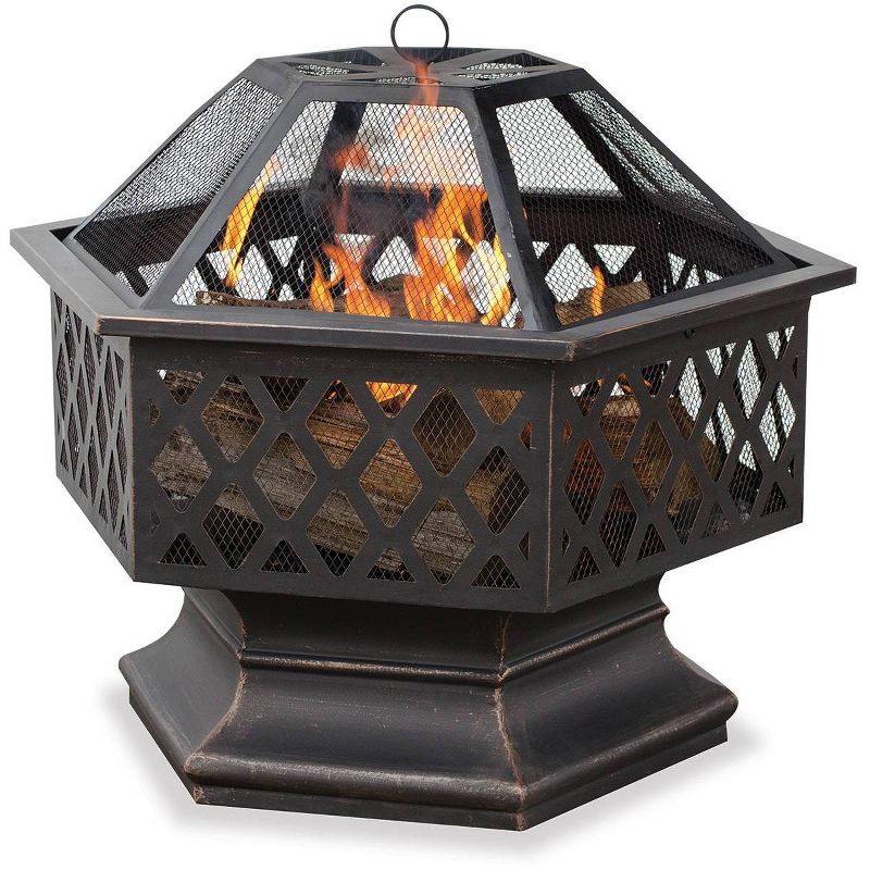 Oil Rubbed Bronze Outdoor Wood Burning Firebowl with Lattice Design - Endless Summer