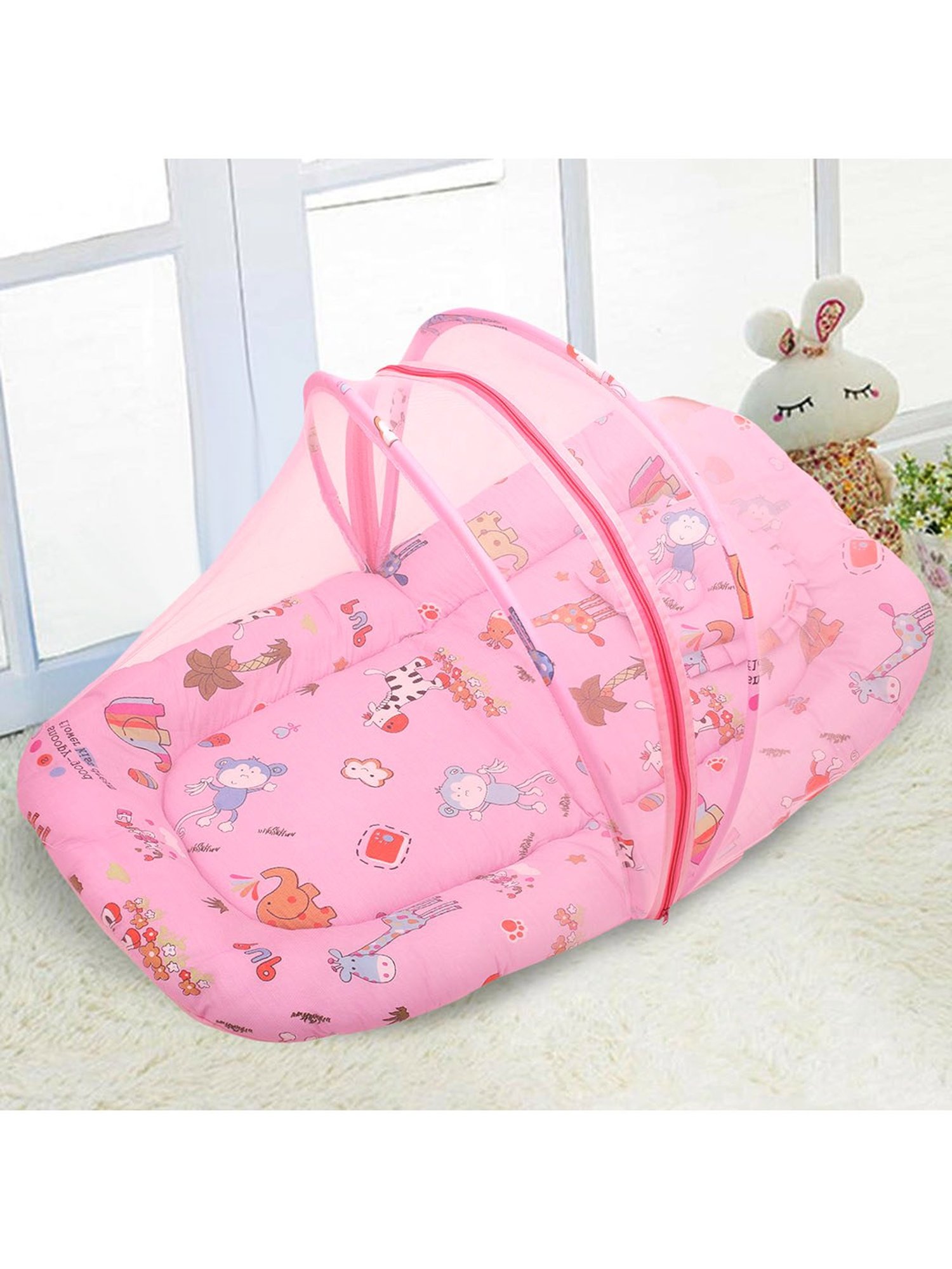Baby Moo Tent Mattress Set with Neck Pillow Savanna Ooh Na Na Pink