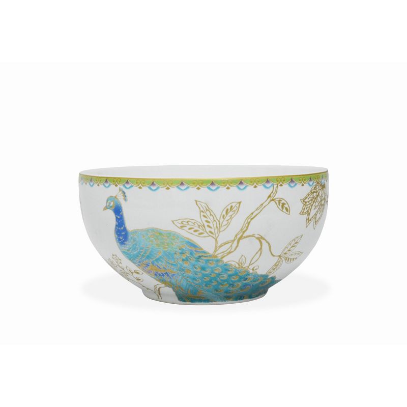 222 Fifth Peacock Garden Porcelain 16pc Dinnerware Set White