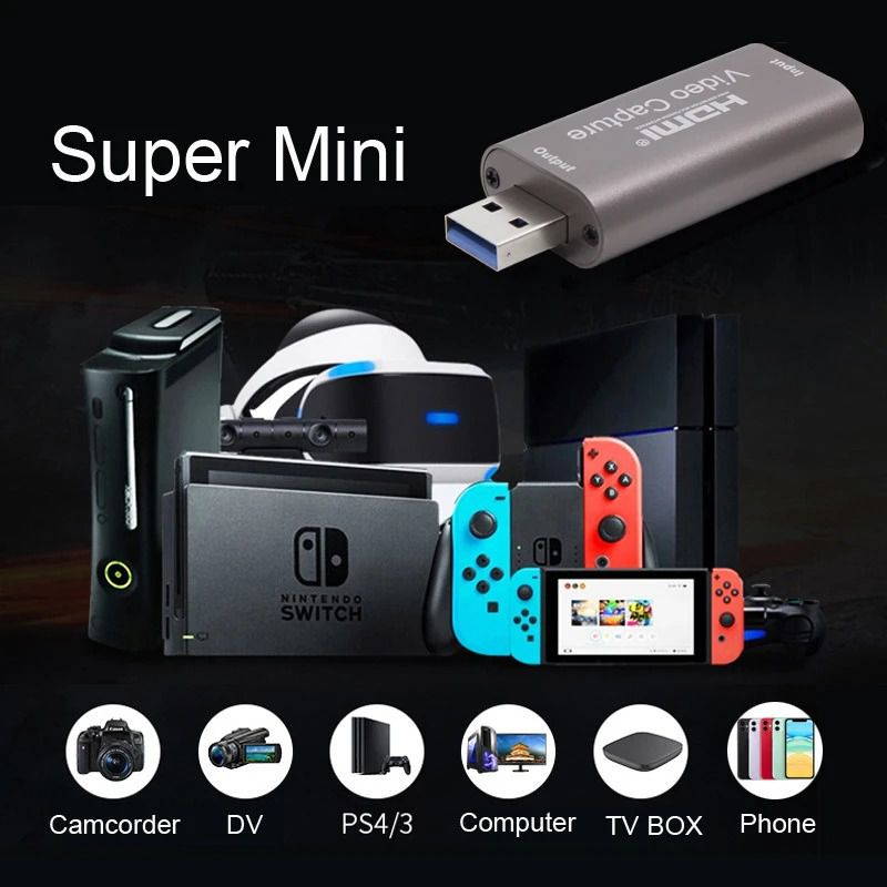 Hannord Mini USB 3.0 HD 1080P 60Hz HDMI to USB Video Capture Card Game Recording Box for Youtube Live Streaming Broadcast Game Recording
