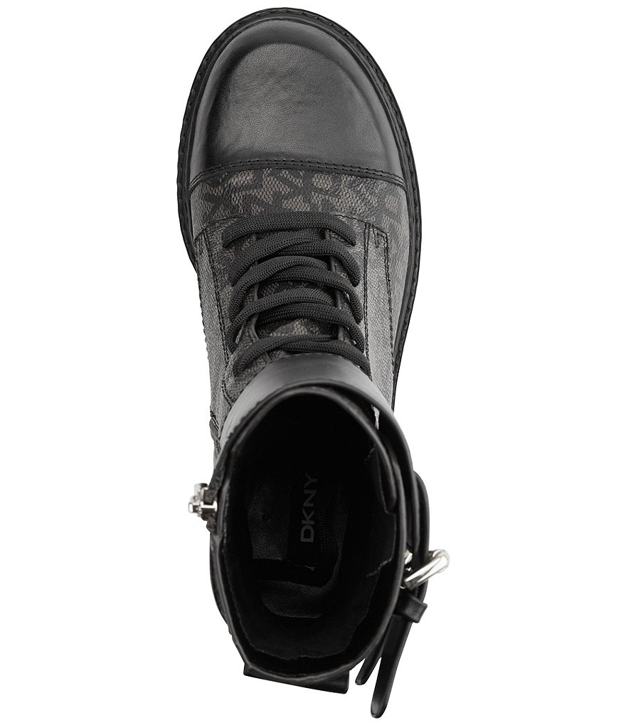 DKNY Bart Logo Print Combat Booties