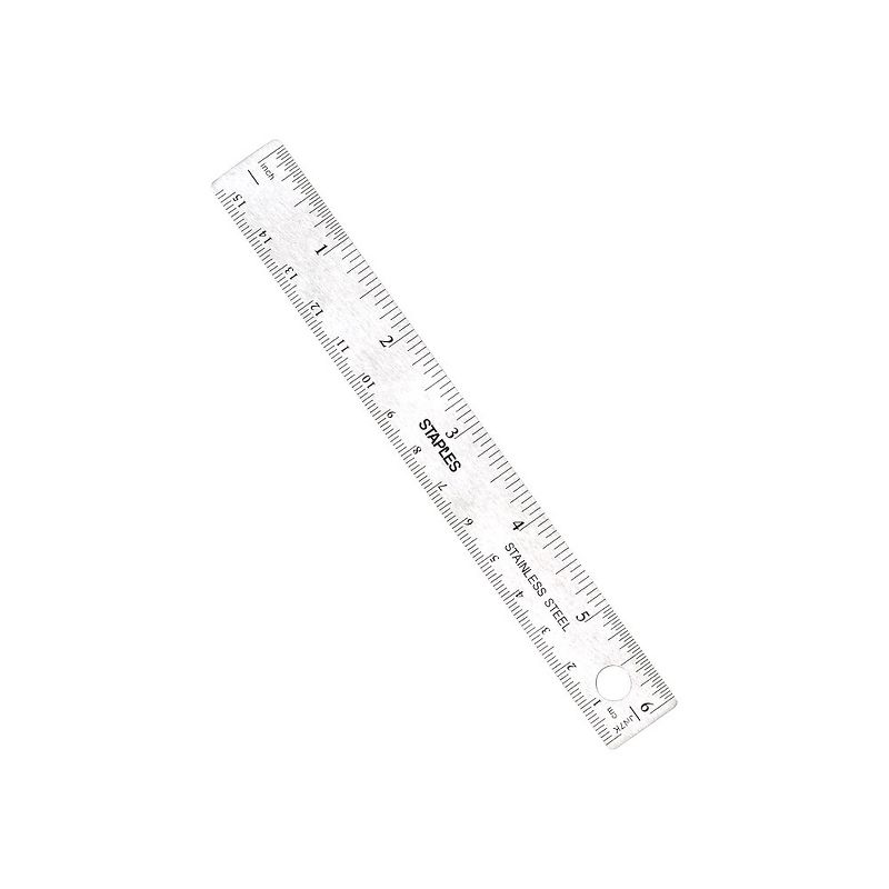 Staples 6" Stainless Steel Ruler with Non Slip Cork Base (51900) 