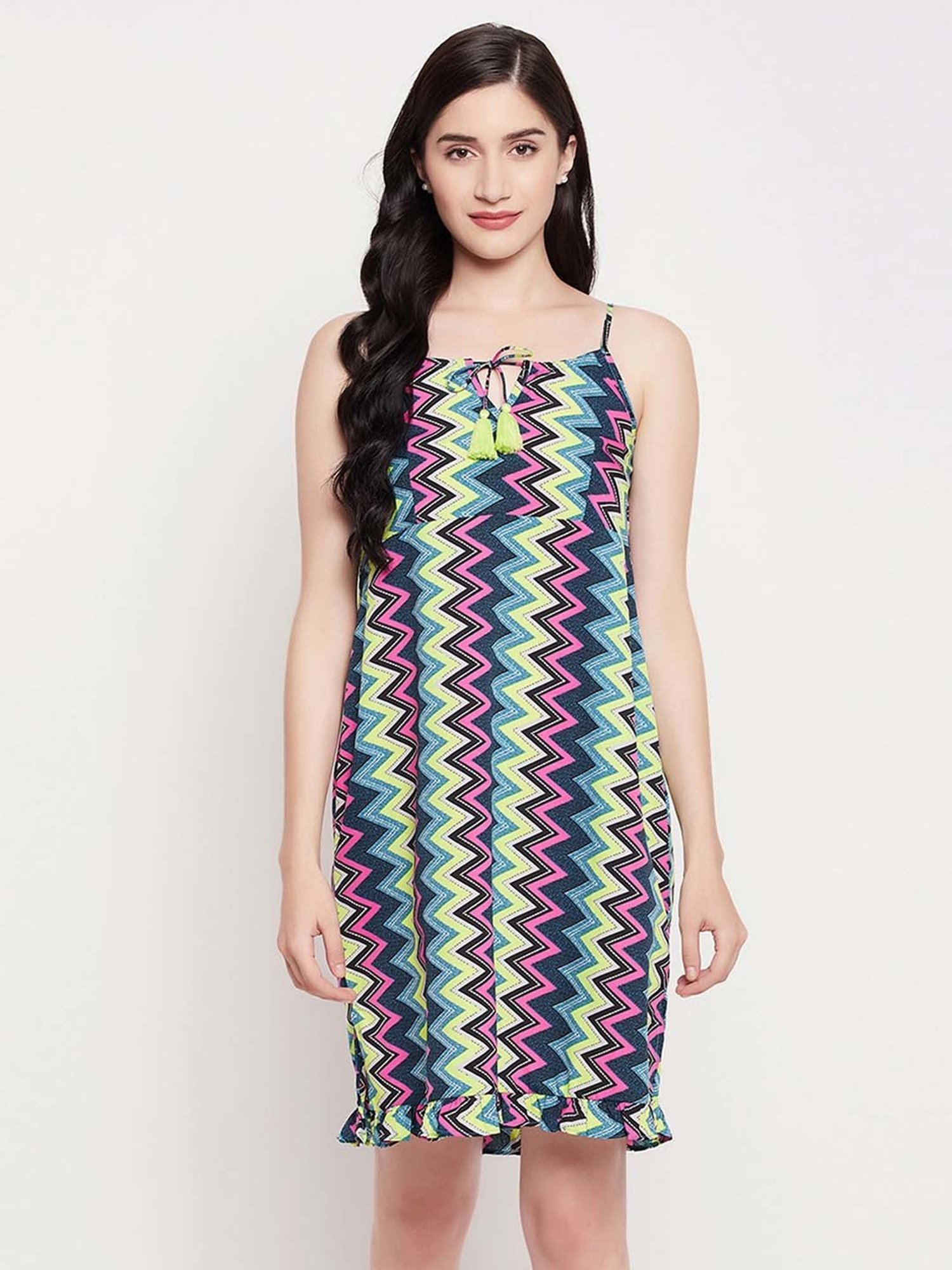 Clovia Multicolor Geometric Print Beachwear