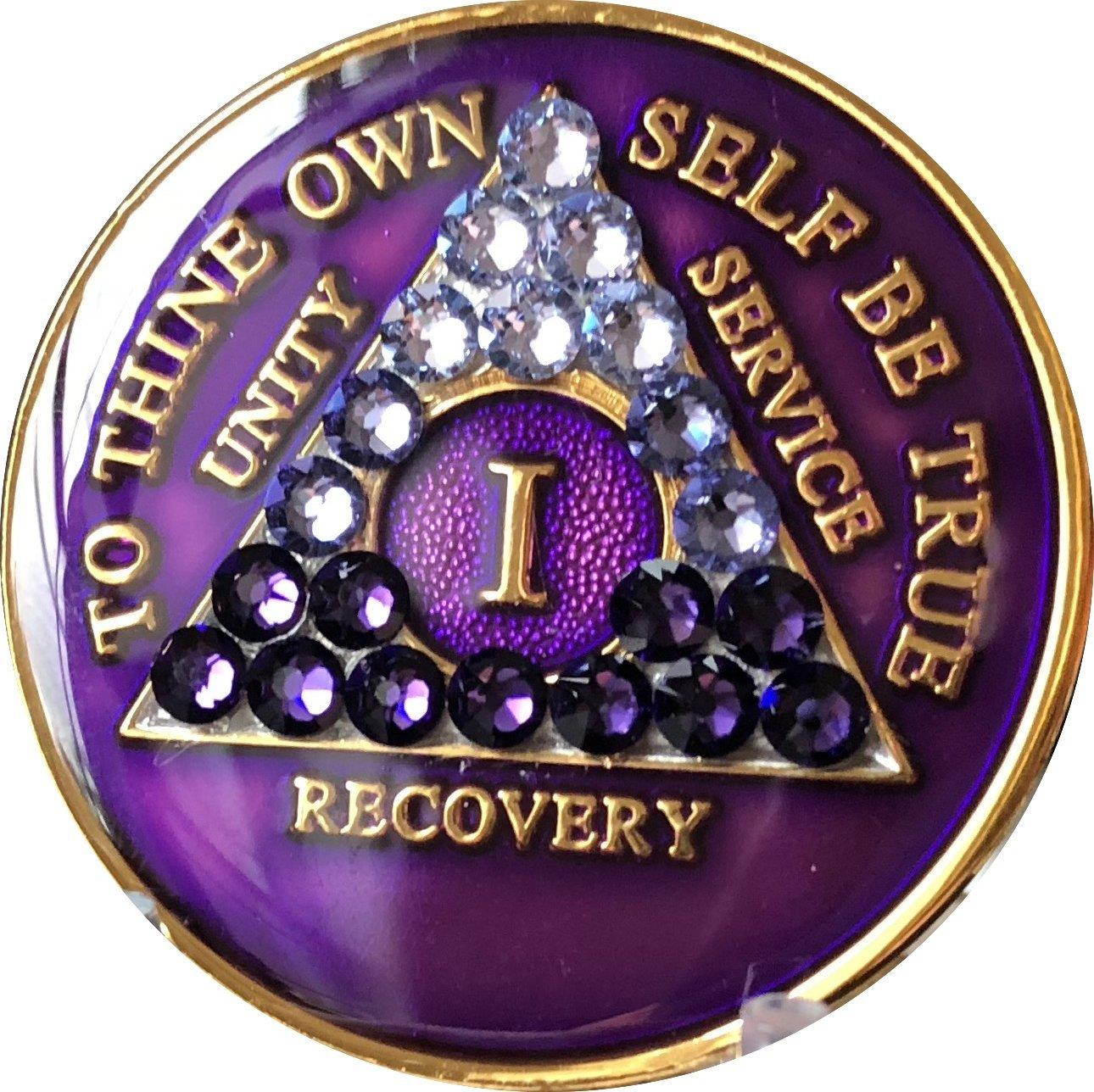 1 Year AA Medallion Purple Tri-Plate Transition Swarovski Crystal Chip