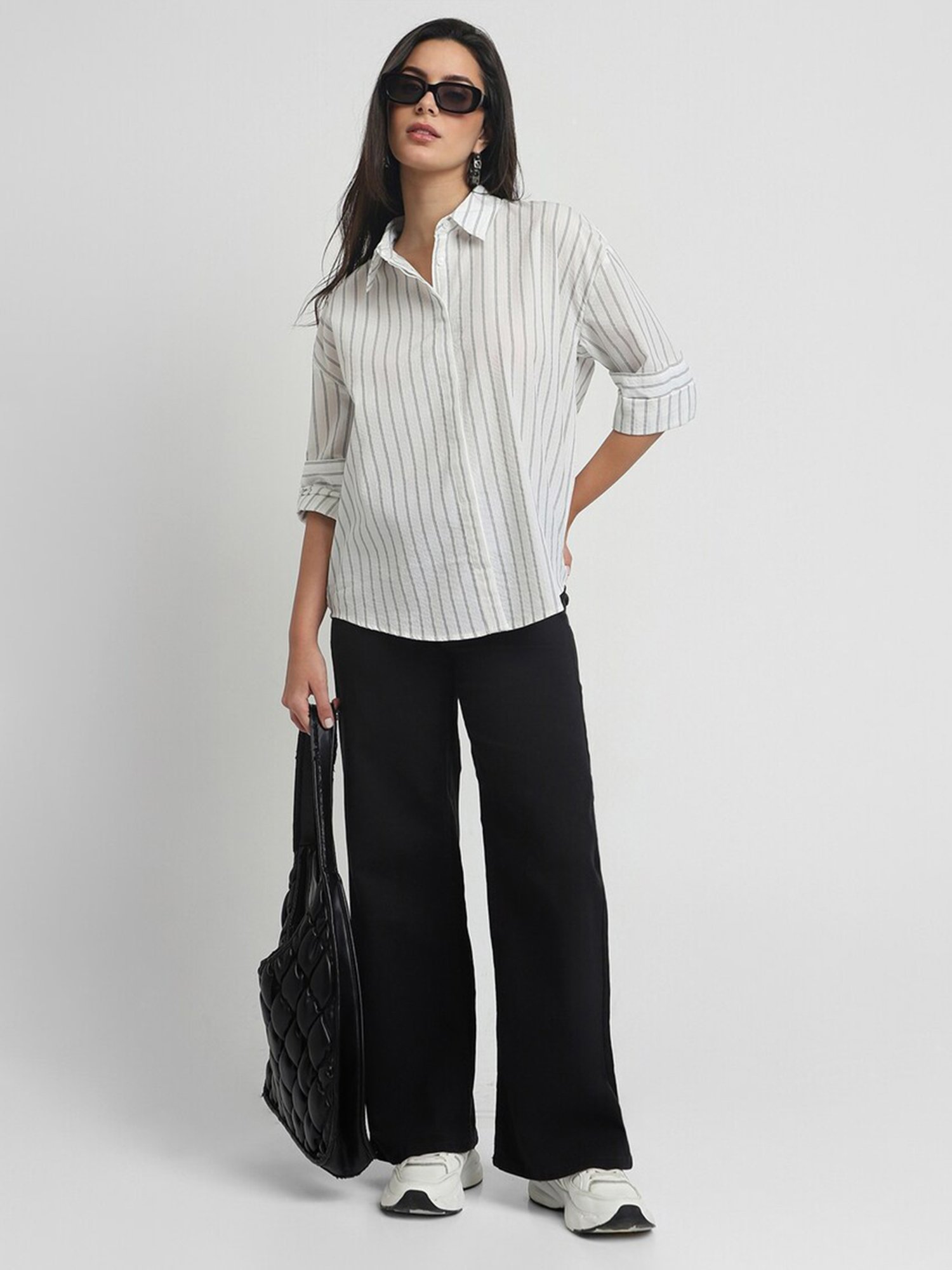 Forever 21 White Striped Shirt