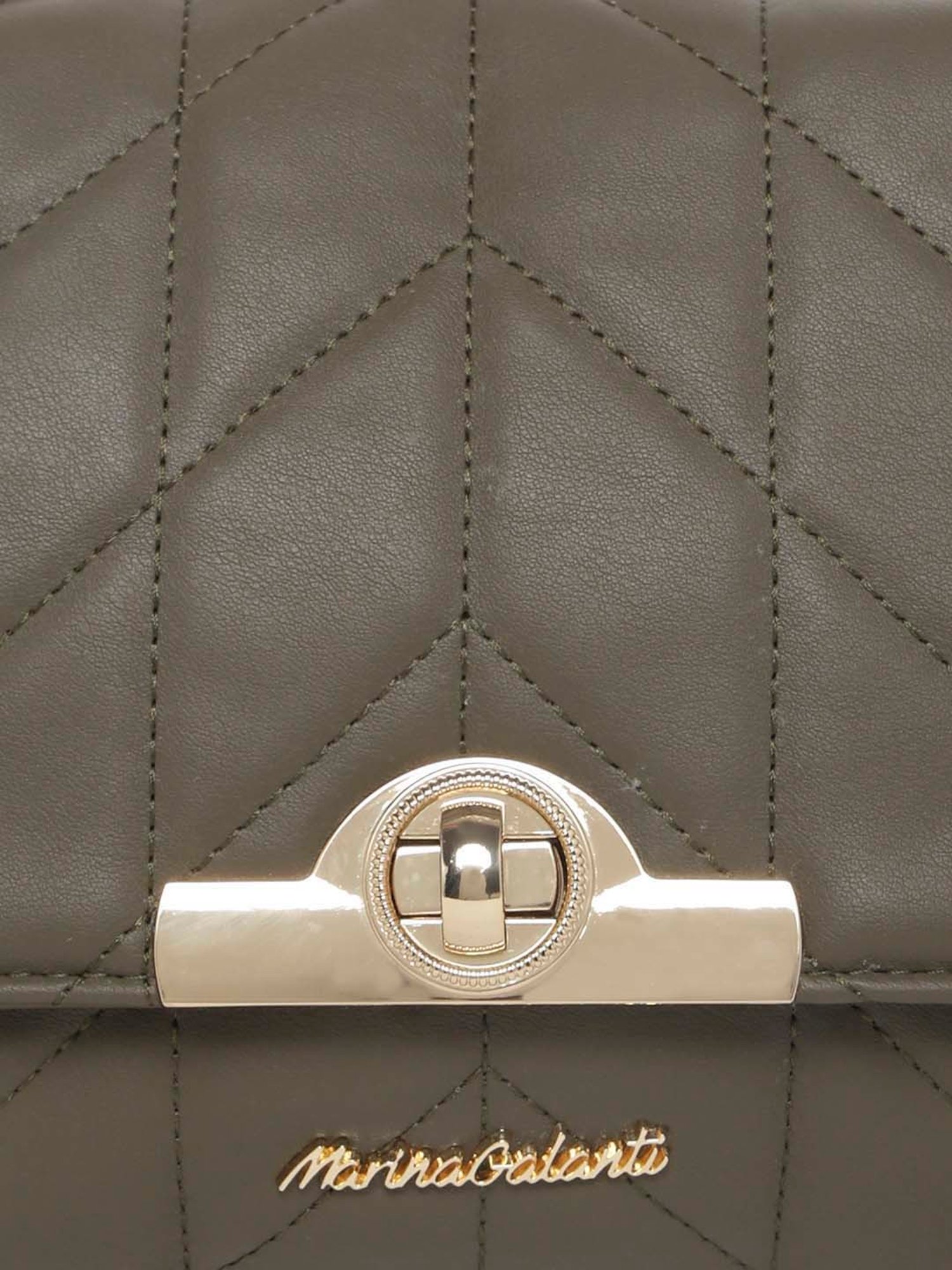 Marina Galanti Olive Quilted Medium Satchel Handbag