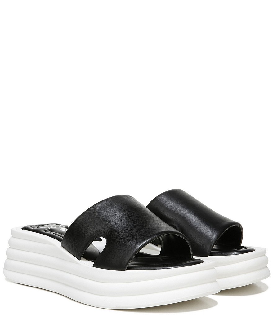 Sarto by Franco Sarto Vina Leather Puff Platform Wedge Slides