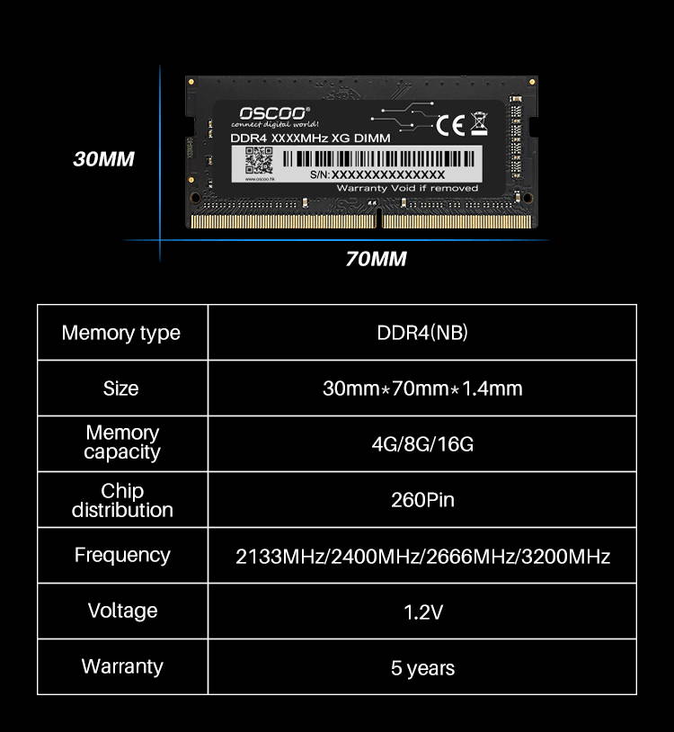 OSCOO Memory Ram DDR4  High Performance For Laptop Notebook