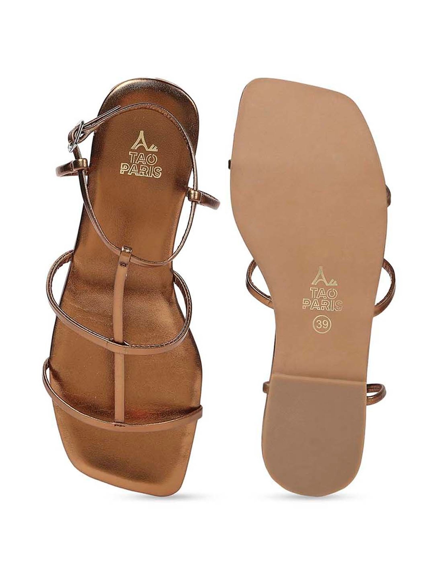 Tao Paris Women's Ankara Bronze Back Strap Sandals