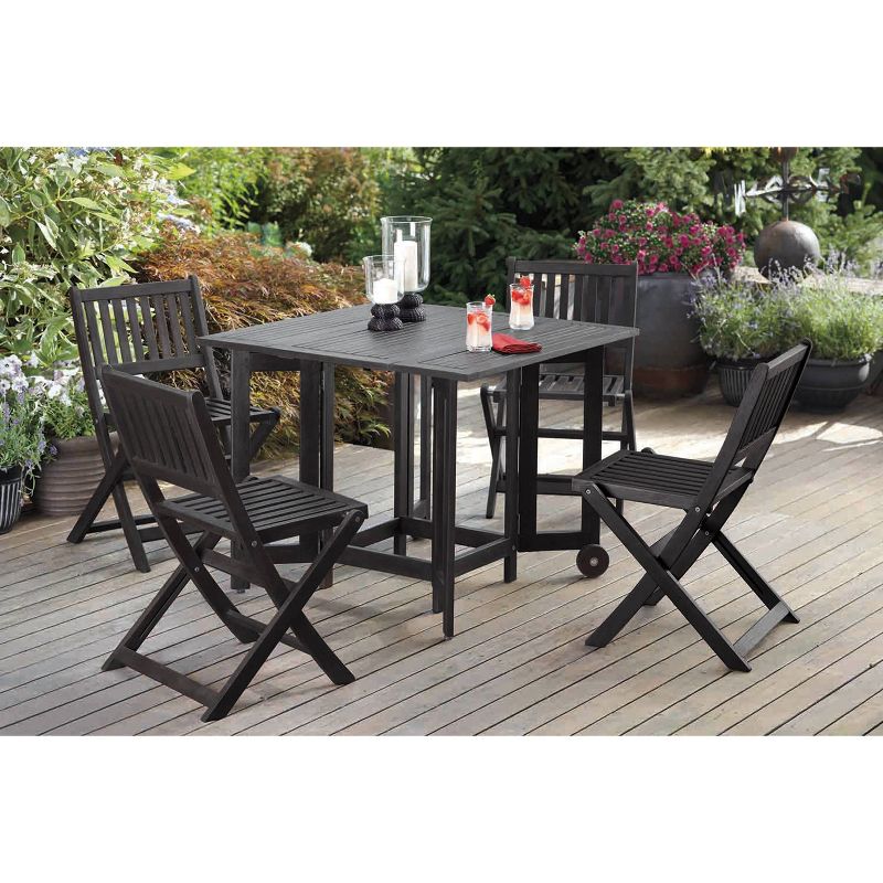 4pk Eucalyptus Folding Chairs Black - Merry Products