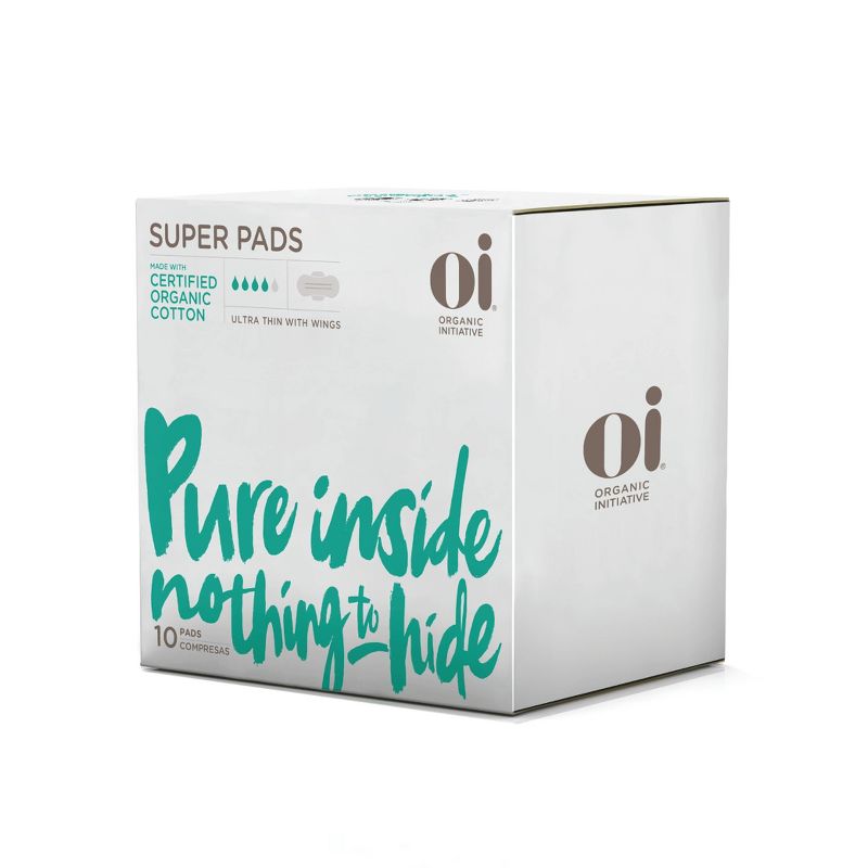 Organic Initiative Oi Organic Cotton Ultra Thin Pads with Wings (Reg & Super) - 2pk