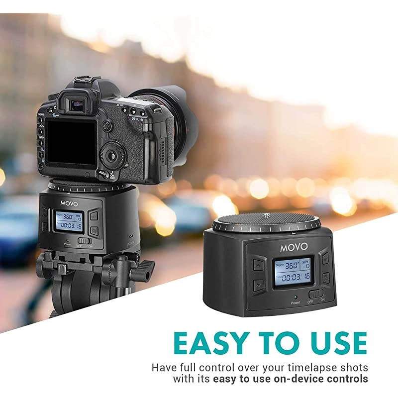 MTP20 Programmable Panoramic TimeLapse Tripod Head with Adjustable Rotating Angle Direction and Speed Compatible with Smartphones GoPro Mirrorless and DSLR Cameras up to 44 Lbs