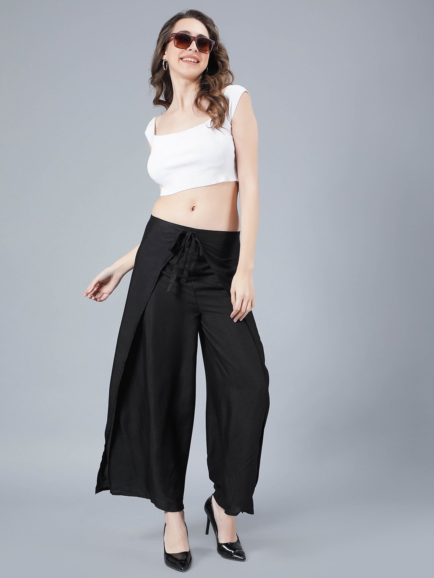 Aditi Wasan Black Relaxed Fit Mid Rise Trousers
